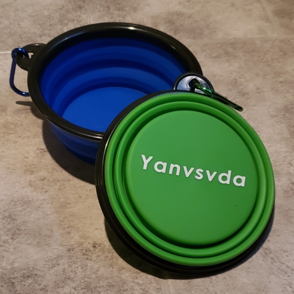 Yanvsvda Collapsible Dog Bowl, 2 Pack Portable Pet Feeder, Foldable Expandable